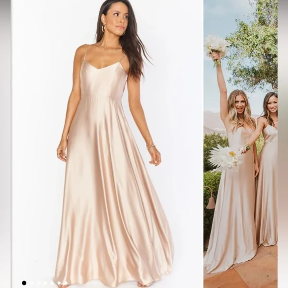 Show Me Your MuMu | Dresses | Faith Maxi Dress Champagne Luxe Satin M  Unaltered | Poshmark
